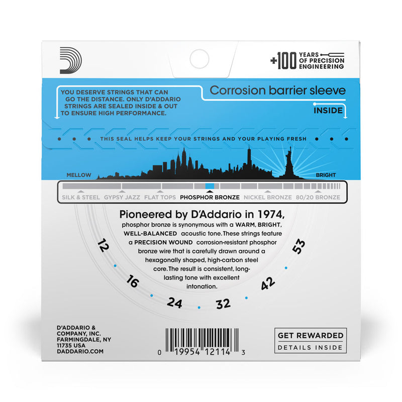 Encordoamento Violão Aço Daddario Phosphor Bronze EJ16 .012