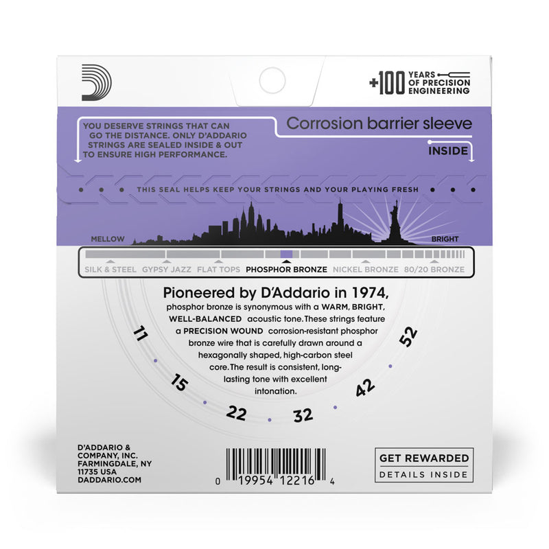 Encordoamento Violão Aço Daddario Phosphor Bronze EJ26 .011