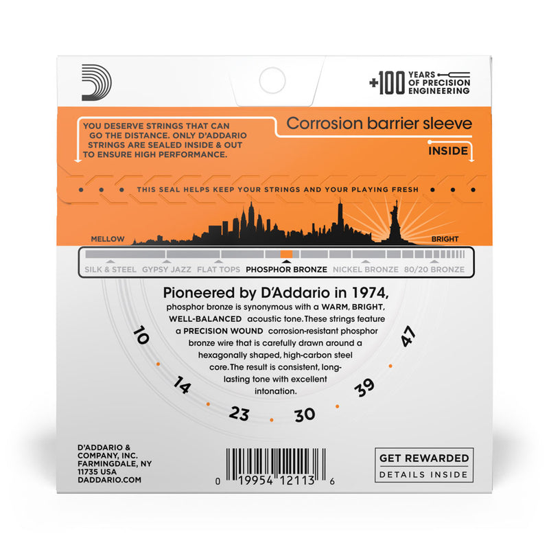 Encordoamento Violão Aço Daddario Phosphor Bronze EJ15 .010