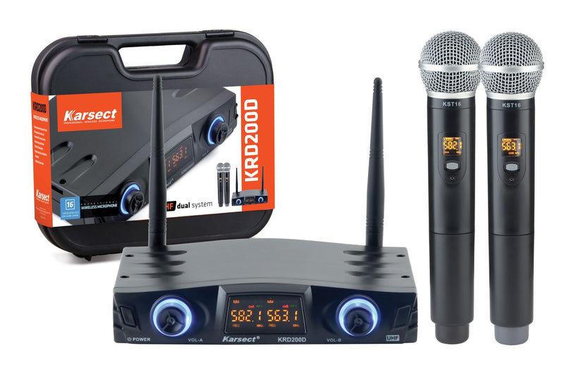 Microfone Sem Fio Duplo Karsect Mão+Mão KRD-200 DM